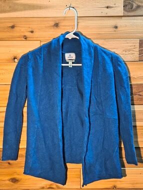 Open Front Cashmere Cardigan By Susina - Size S - Teal Blue Color